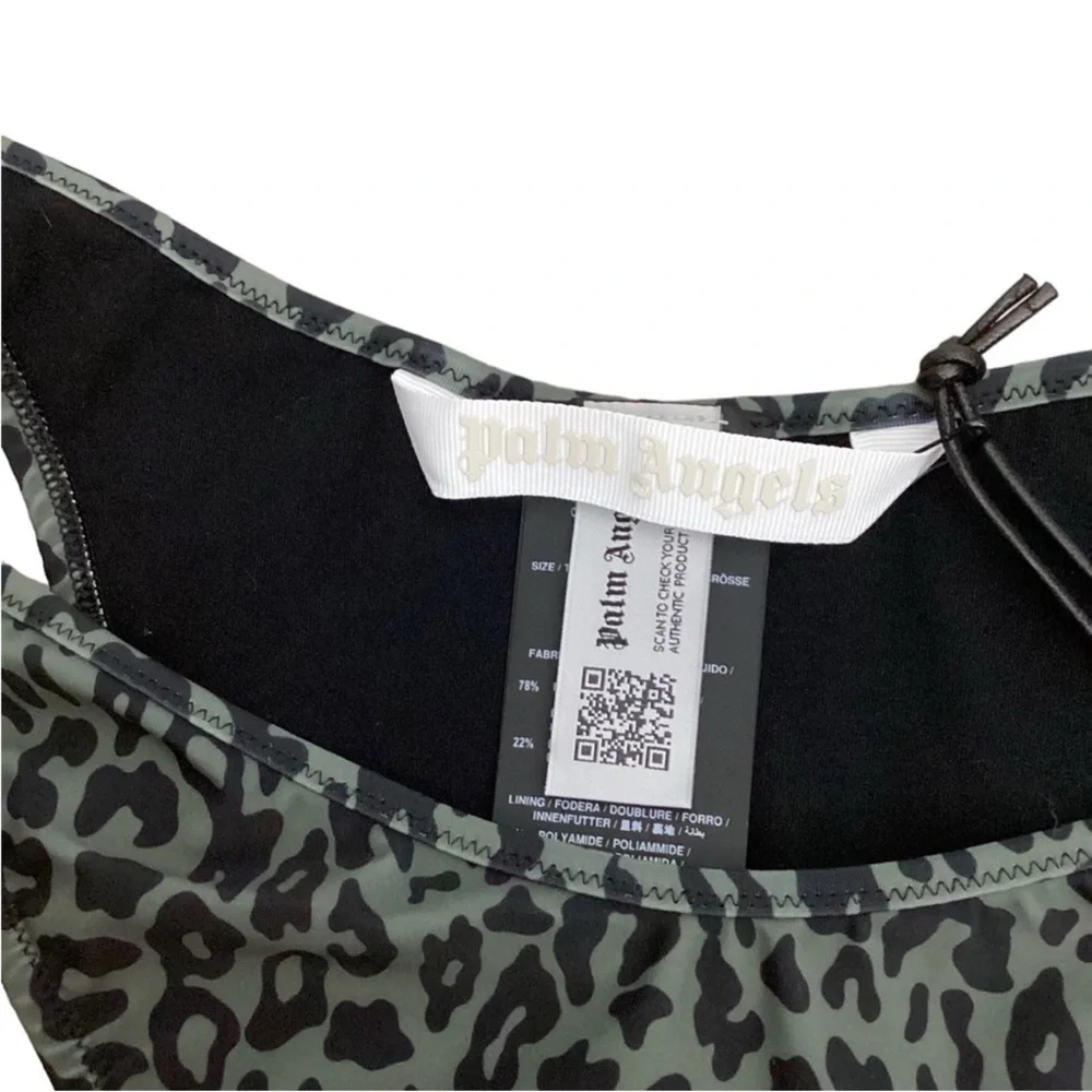 NWT Palm Angels Animal Print Brazilian Bikini Set in  Green & Black Size XXL